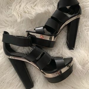 ALDO High style black and silver sandals